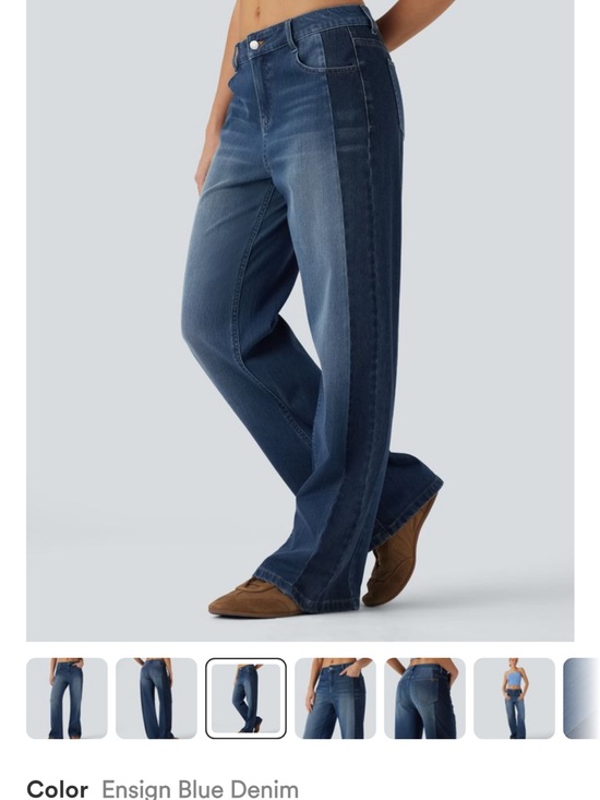 HALARA Denim - HALARA Flex Low Rise Color block Ensign Blue Denim Wide-Leg Jeans - Women